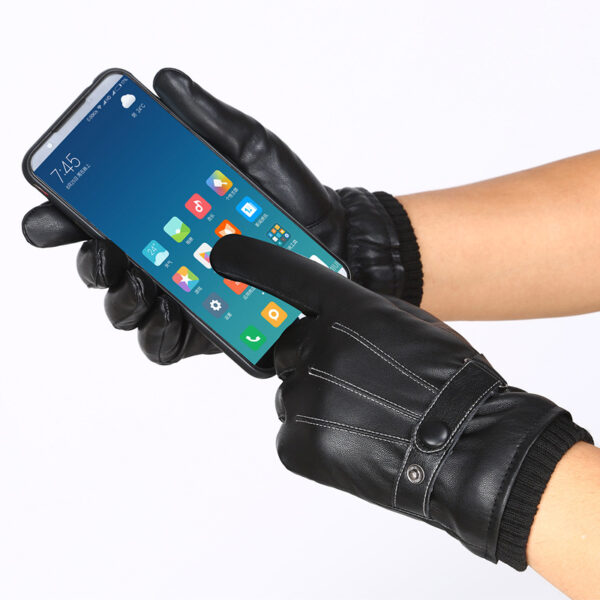 Men S PU Autumn and Winter Touch Screen Gloves
