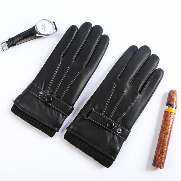 Men S PU Autumn and Winter Touch Screen Gloves