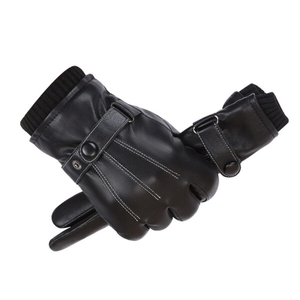 Men S PU Autumn and Winter Touch Screen Gloves