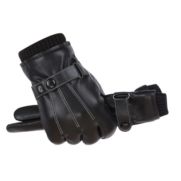 Men S PU Autumn and Winter Touch Screen Gloves