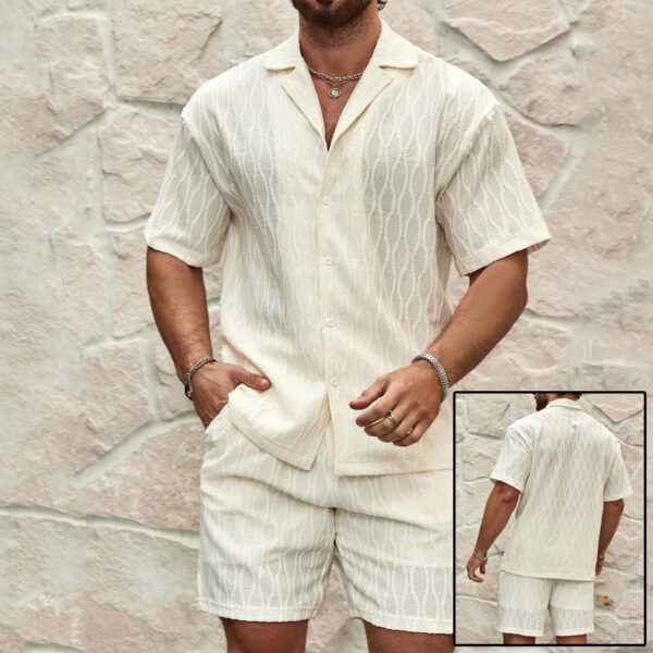 Men Tracksuits Summer Fashion Solid Loose Casual Two Pieces Lapel