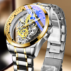 Men Watch Skeleton Automatic Quartz Gold Vintage Man Mens Watches Top