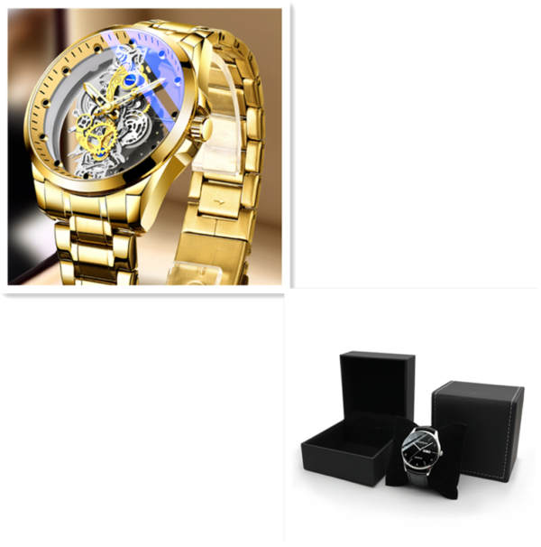 Men Watch Skeleton Automatic Quartz Gold Vintage Man Mens Watches Top