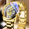 Men Watch Skeleton Automatic Quartz Gold Vintage Man Mens Watches Top