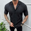 Men's Cardigan Solid Color Short Sleeve Shirt Men's Cardigan Solid Color Short Sleeve Shirt