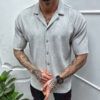 Men's Cardigan Solid Color Short Sleeve Shirt Men's Cardigan Solid Color Short Sleeve Shirt