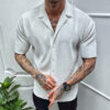 Men's Cardigan Solid Color Short Sleeve Shirt Men's Cardigan Solid Color Short Sleeve Shirt