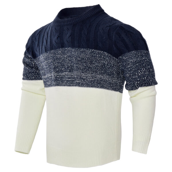 Men's Casual Color Block Long Sleeve Cable Knit Pullover Sweater Men's Casual Color Block Long Sleeve Cable Knit Pullover Sweater