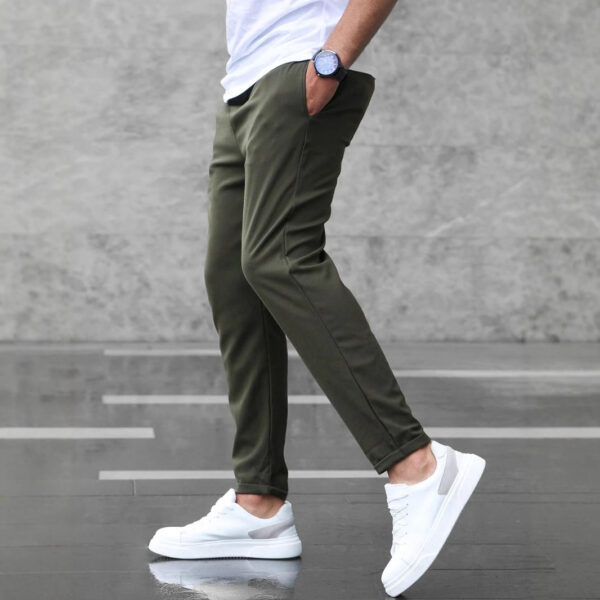 Men's Casual Drawstring Trousers with Pockets Fashion Slim Fit Skinny