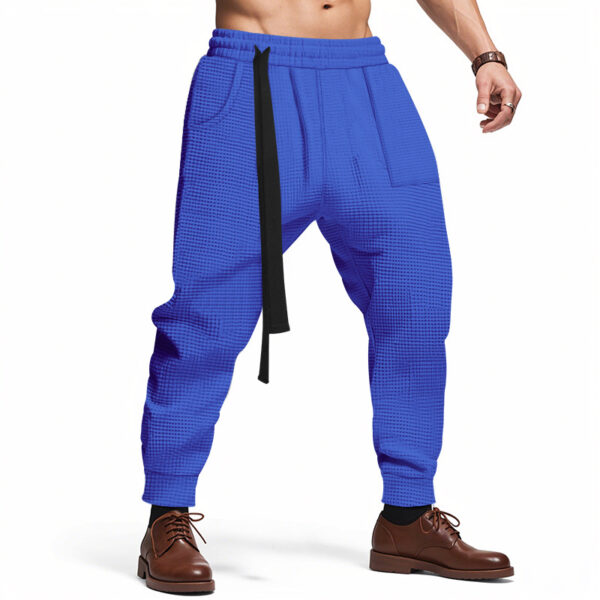 Men's Casual Pants Solid Waffle Male Hip Hop Streetwear Track Joggers