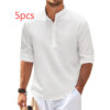 Men's Casual Shirt Long Sleeve Stand Collar Solid Color Men's Casual Shirt Long Sleeve Stand Collar Solid Color
