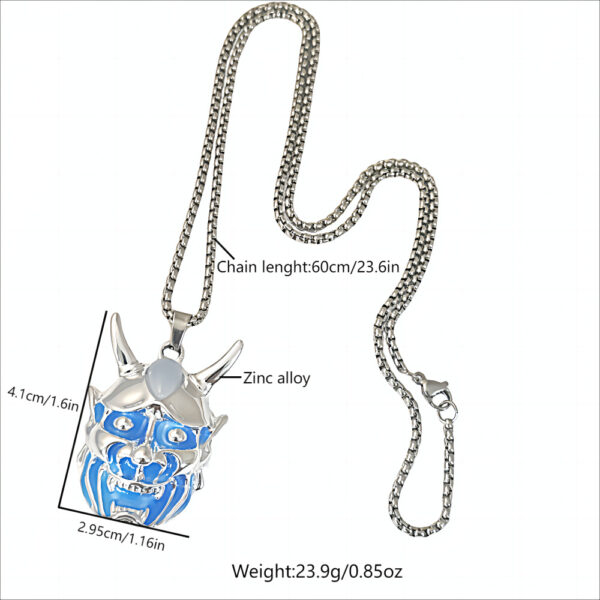 Men's Ghost Mask Luminous Pendant Titanium Steel Necklace Halloween