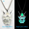 Men's Ghost Mask Luminous Pendant Titanium Steel Necklace Halloween