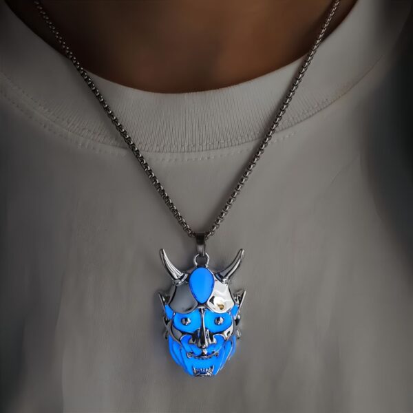 Men's Ghost Mask Luminous Pendant Titanium Steel Necklace Halloween
