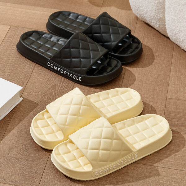 Men's Home Slippers with Plaid Design Soft-soled Silent Indoor Floor