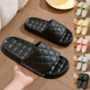 Men's Home Slippers with Plaid Design Soft-soled Silent Indoor Floor