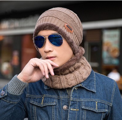 Men's Knitted Wool Hat Casual Warm Bib Men's Knitted Wool Hat Casual Warm Bib