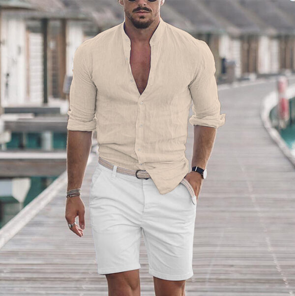 Men's Long Sleeve Shirt with Button Casual Solid Color Tops for Spring Men's Long Sleeve Shirt with Button Casual Solid Color Tops for Spring