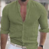 Men's Long Sleeve Shirt with Button Casual Solid Color Tops for Spring Men's Long Sleeve Shirt with Button Casual Solid Color Tops for Spring