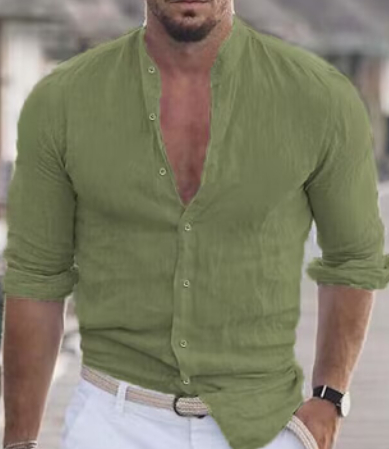 Men's Long Sleeve Shirt with Button Casual Solid Color Tops for Spring Men's Long Sleeve Shirt with Button Casual Solid Color Tops for Spring