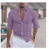 Men's Long Sleeve Shirt with Button Casual Solid Color Tops for Spring Men's Long Sleeve Shirt with Button Casual Solid Color Tops for Spring