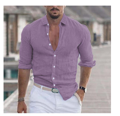 Men's Long Sleeve Shirt with Button Casual Solid Color Tops for Spring Men's Long Sleeve Shirt with Button Casual Solid Color Tops for Spring