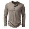 Men's Long-sleeved T-shirt Fashion Casual Solid Color Pullover Button Men's Long-sleeved T-shirt Fashion Casual Solid Color Pullover Button