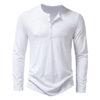 Men's Long-sleeved T-shirt Fashion Casual Solid Color Pullover Button Men's Long-sleeved T-shirt Fashion Casual Solid Color Pullover Button