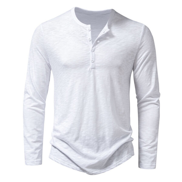 Men's Long-sleeved T-shirt Fashion Casual Solid Color Pullover Button Men's Long-sleeved T-shirt Fashion Casual Solid Color Pullover Button