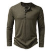 Men's Long-sleeved T-shirt Fashion Casual Solid Color Pullover Button Men's Long-sleeved T-shirt Fashion Casual Solid Color Pullover Button