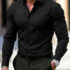 Men's Shirt Business Button Down Summer Solid Color Long Sleeve Lapel Men's Shirt Business Button Down Summer Solid Color Long Sleeve Lapel
