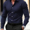 Men's Shirt Business Button Down Summer Solid Color Long Sleeve Lapel Men's Shirt Business Button Down Summer Solid Color Long Sleeve Lapel