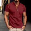 Men's Short Sleeve Polo Shirt Henry T-shirts - Casual Summer Quick Dry Men's Short Sleeve Polo Shirt Henry T-shirts - Casual Summer Quick Dry