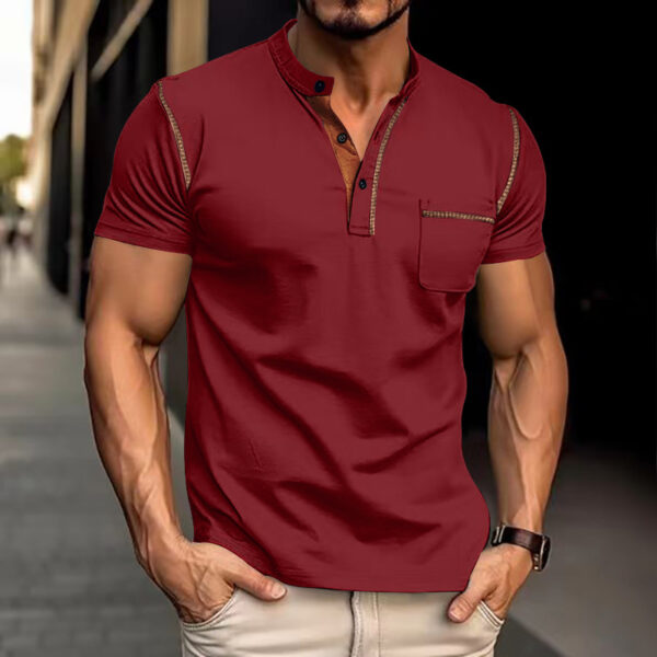 Men's Short Sleeve Polo Shirt Henry T-shirts - Casual Summer Quick Dry