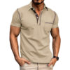 Men's Short Sleeve Polo Shirt Henry T-shirts - Casual Summer Quick Dry Men's Short Sleeve Polo Shirt Henry T-shirts - Casual Summer Quick Dry