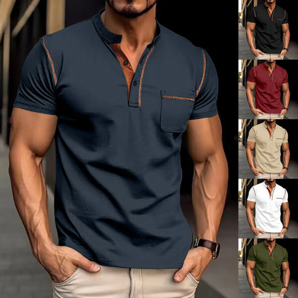 Men's Short Sleeve Polo Shirt Henry T-shirts - Casual Summer Quick Dry Men's Short Sleeve Polo Shirt Henry T-shirts - Casual Summer Quick Dry