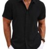 Men's Solid Color Loose Linen Short-sleeved T-shirt