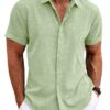 Men's Solid Color Loose Linen Short-sleeved T-shirt