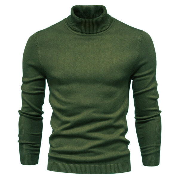 Men's Solid Color Slim Pullover Turtleneck Sweater Winter Casual Tops