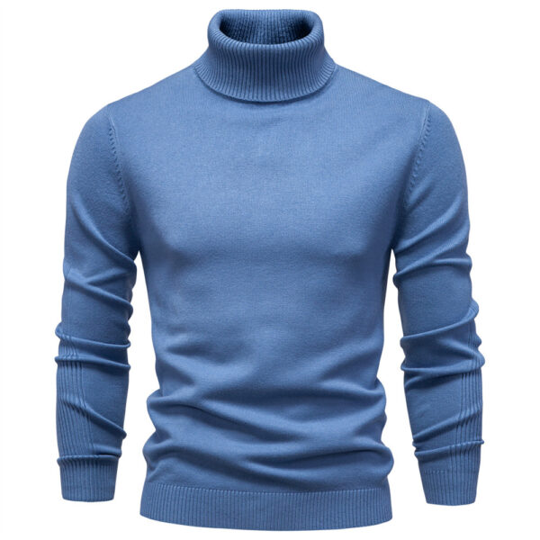 Men's Solid Color Slim Pullover Turtleneck Sweater Winter Casual Tops