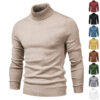 Men's Solid Color Slim Pullover Turtleneck Sweater Winter Casual Tops