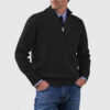 Men's Stand Collar Zipper Sweater Winter Fashion Solid Color Long