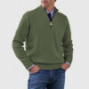 Men's Stand Collar Zipper Sweater Winter Fashion Solid Color Long