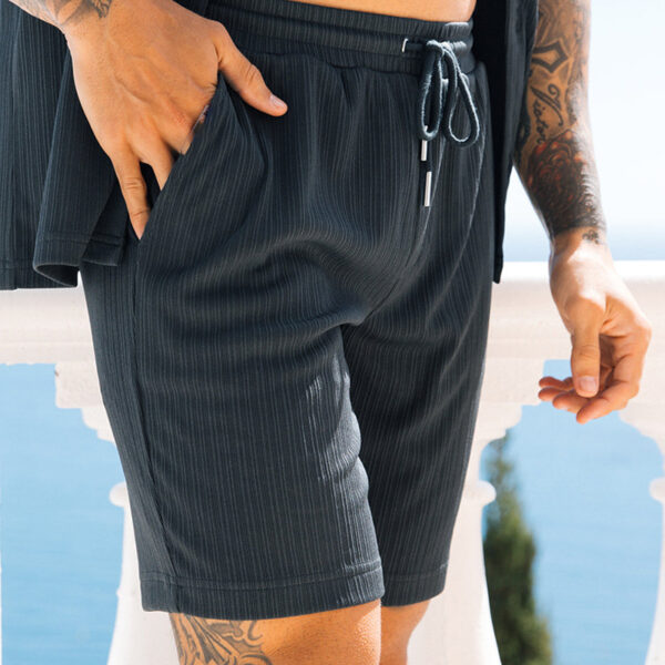 Men's Two Piece Set Short Sleeve Lapel Button Shirts and Shorts Beach