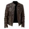 Men's Zip-up Cardigan PU Leather Jacket Fashion Pockets Stand Collar Men's Zip-up Cardigan PU Leather Jacket Fashion Pockets Stand Collar