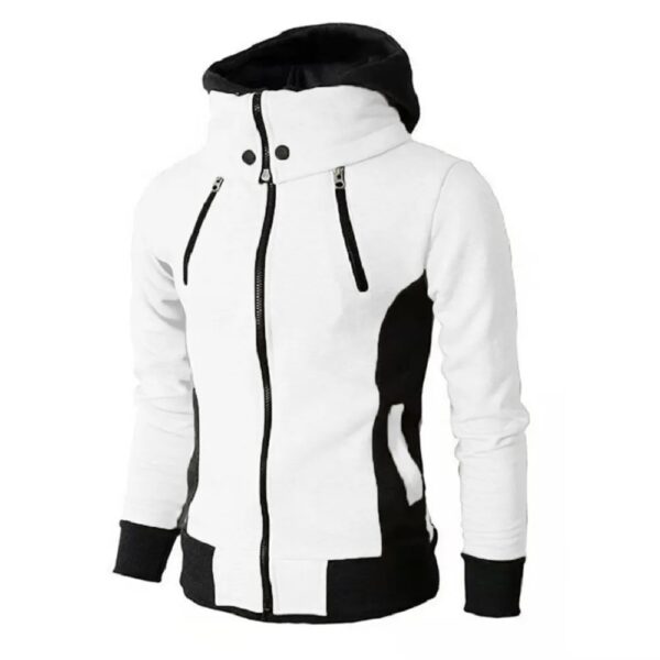 Men's Zip UP Hooded Jacket Fake Two Piece Sports Cardigan Casual Slim