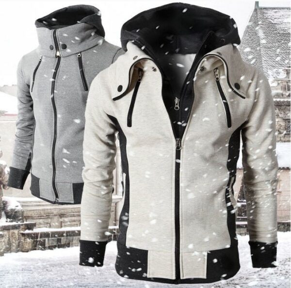 Men's Zip UP Hooded Jacket Fake Two Piece Sports Cardigan Casual Slim Men's Zip UP Hooded Jacket Fake Two Piece Sports Cardigan Casual Slim