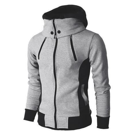 Men's Zip UP Hooded Jacket Fake Two Piece Sports Cardigan Casual Slim Men's Zip UP Hooded Jacket Fake Two Piece Sports Cardigan Casual Slim