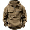 Men's Zip-up Hoodies Sweatshirt with Drawstring and Pocket Design