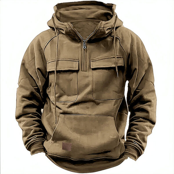 Men's Zip-up Hoodies Sweatshirt with Drawstring and Pocket Design